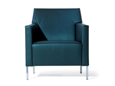 STEEL - Leather easy chair with armrests by Moroso