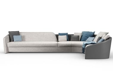 STRATUM - Corner modular leather and fabric sofa with removable cover by Reflex