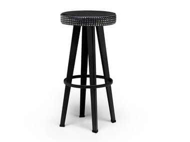 STUD - High wooden stool with leather seat by Moroso