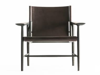 SUNSET - Tanned leather easy chair with armrests by DE PADOVA