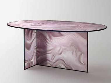 LIQUEFY - Oval crystal table by Glas Italia