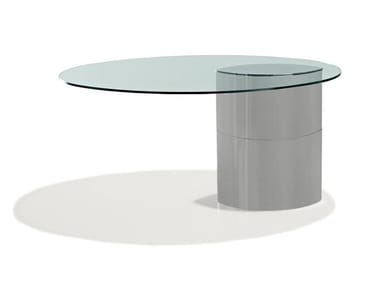 LUNARIO - Oval glass and steel table by Knoll