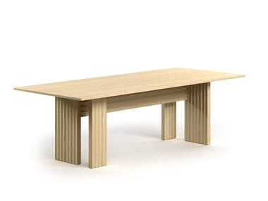 ROWS - Rectangular table with wooden, marble or glass top by Moroso