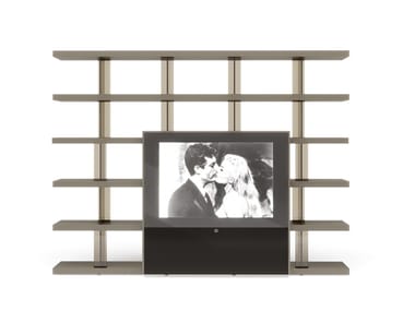 TANGO T ANTA TV - Open wood and glass bookcase with TV stand by Reflex