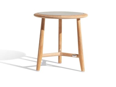 THE SECRET GARDEN - Round teak high side table by Poltrona Frau