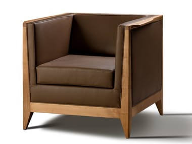 TORINO - Leather armchair with armrests by Morelato