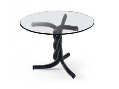 TORSADES - Round glass dining table by Reflex