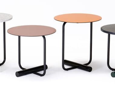 TOTO - Round tanned leather coffee table by Zanotta