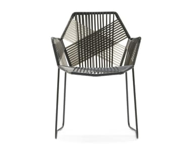 TROPICALIA - Polymer cord woven chair with armrests by Moroso