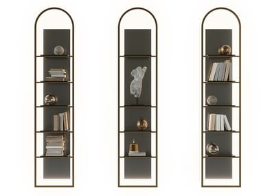 UFFIZIO - Bookcase with glass and metal lighting by Paolo Castelli