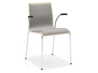 NOA III - Upholstered stackable melamine training chair with armrests by Casala