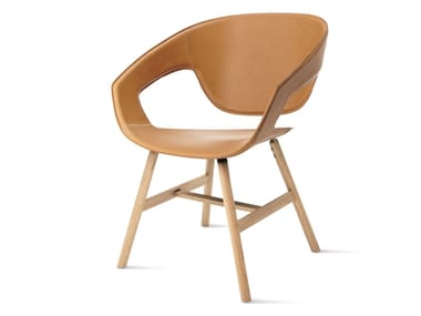 VAD WOOD CUOIETTO - Tanned leather chair with armrests by Casamania & Horm