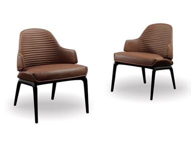 VELA - Leather armchair with armrests by Reflex