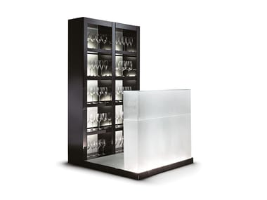 AVANTGARDE - Wood and glass bar cabinet with integrated lighting by Reflex