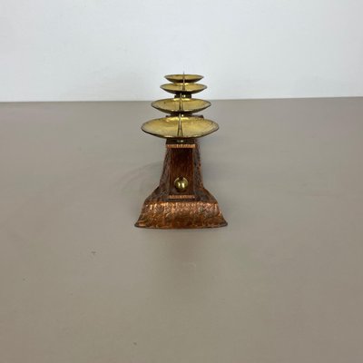 Hagenauer Brutalist Copper and Brass Candleholder, Austria, 1950s-QZ-1373982