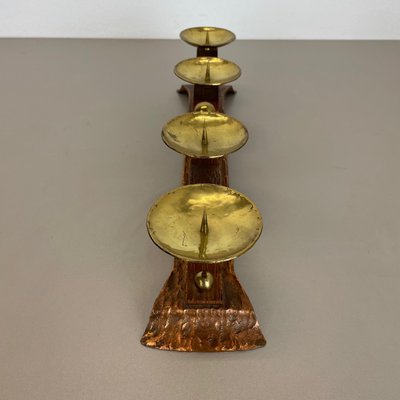 Hagenauer Brutalist Copper and Brass Candleholder, Austria, 1950s-QZ-1373982