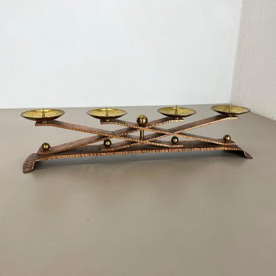 Hagenauer Brutalist Copper and Brass Candleholder, Austria, 1950s-QZ-1373982