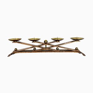 Hagenauer Brutalist Copper and Brass Candleholder, Austria, 1950s-QZ-1373982