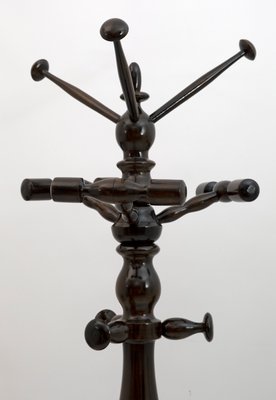 Half-Century Italian Walnut Ground Coat Rack with Umbrella Stand, 1950s-FER-1126489