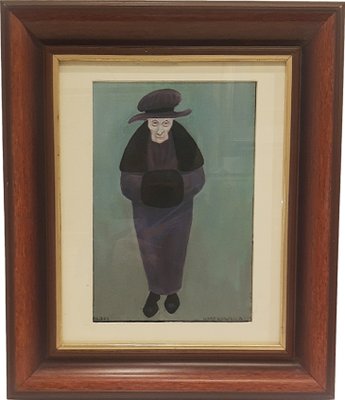 Halina Dąbrowska, Portrait of Grandmother, Poland, 1964, Oil on Canvas, Framed-AOU-1436144