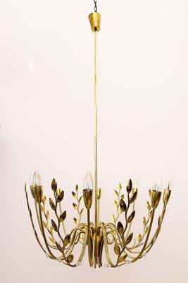 Hammered Leaves 8-Arm Chandelier Attributed to Lobmeyr, 1950s-SPD-912104