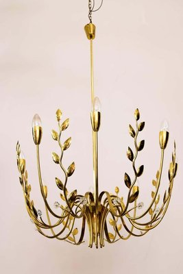 Hammered Leaves 8-Arm Chandelier Attributed to Lobmeyr, 1950s-SPD-912104