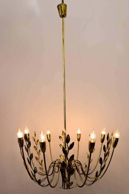 Hammered Leaves 8-Arm Chandelier Attributed to Lobmeyr, 1950s-SPD-912104