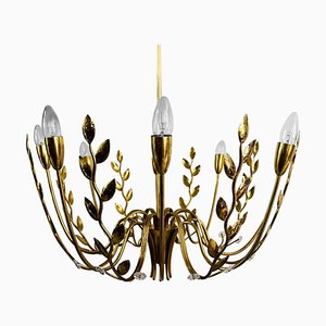 Hammered Leaves 8-Arm Chandelier Attributed to Lobmeyr, 1950s-SPD-912104