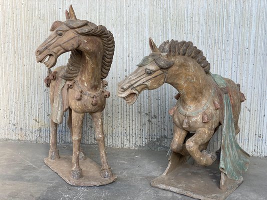 Han Dynasty Terracotta Horses, China, Set of 2-PSK-1002945