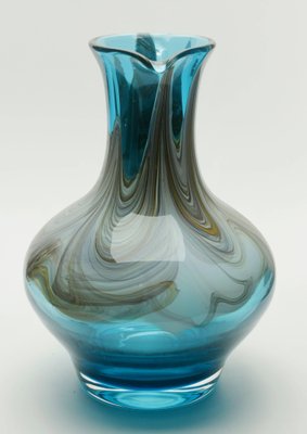 Hand Blown Art Glass Pitcher with Agate-Colored Swirls & Handle-MJY-1148990