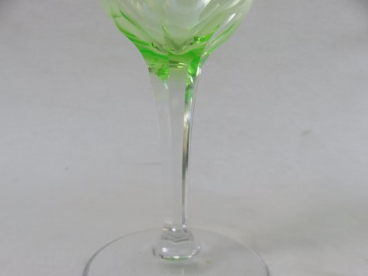 Hand Blown Art Nouveau Uranium Glass Wine Glasses, Set of 8-EY-828726