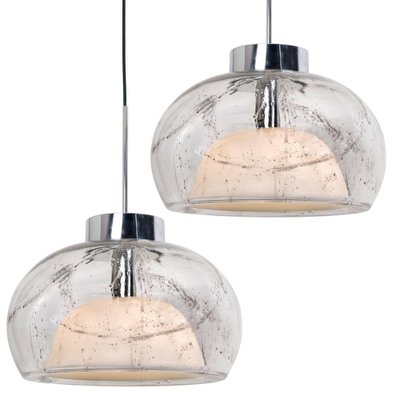 Hand Blown Glass Pendant Lights from Doria, Germany, 1970s, Set of 2-VDW-959075