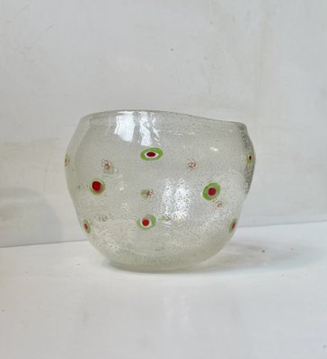 Hand-Blown Murano Bubble Glass Bowl with Flowers, 1960s-LCR-1768601