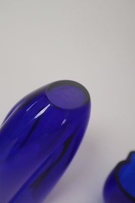 Hand-Blown Royal Blue Vases by Holmegaard, 1980s, Set of 2-ESB-2035562