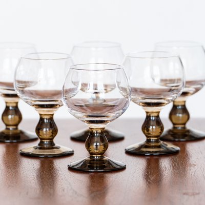 Hand-Blown Smoked Crystal Service, 1920s, Set of 7-SHG-2033951