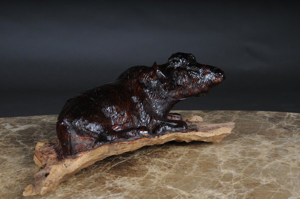 Hand Carved Bison Sculpture-FLW-1402243