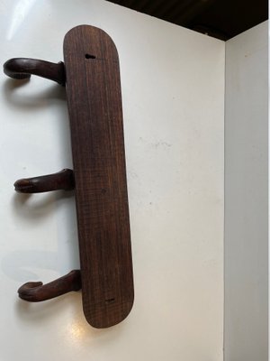 Hand-Carved Elephant Coat or Towel Rack in Dark Wood, 1930s-LCR-1383547