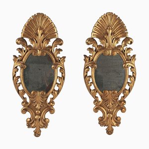 Hand-Carved Gilt Wall Mirrors, Italy, 1850s, Set of 2-TQA-1322298