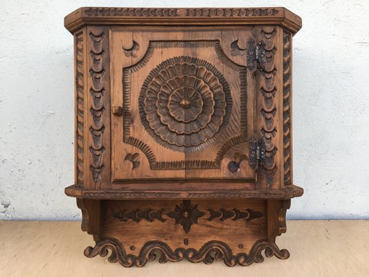 Hand-Carved Hanging Cabinet, 1940s-WQQ-664693