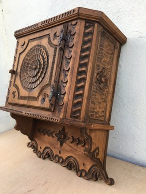 Hand-Carved Hanging Cabinet, 1940s-WQQ-664693