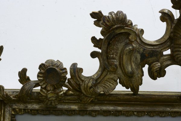 Hand-Carved Louis XV Style Silver Leaf Mirror, Italy-VHF-1276673