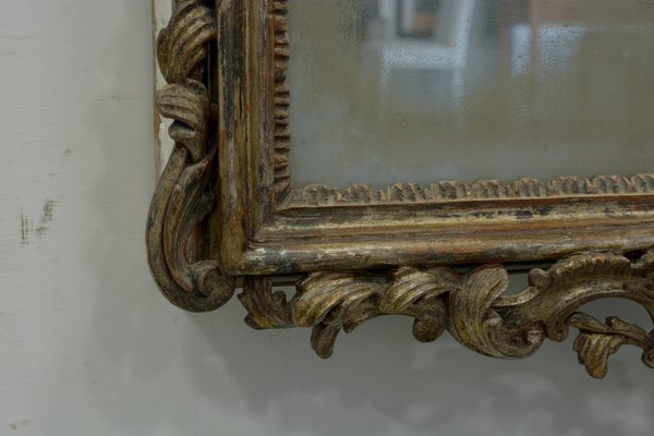 Hand-Carved Louis XV Style Silver Leaf Mirror, Italy-VHF-1276673