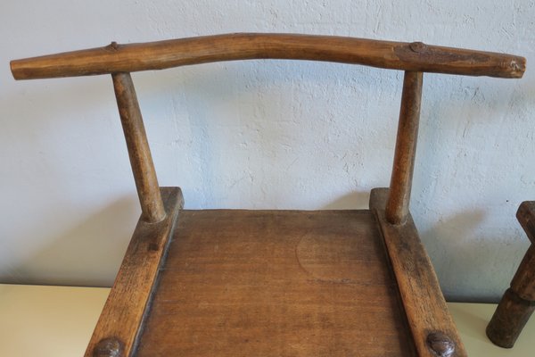 Hand-Carved Low Chairs, Ivory Coast, Set of 2-ED-1709055