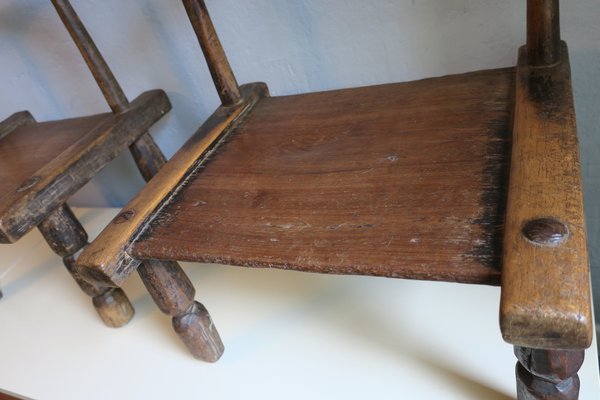 Hand-Carved Low Chairs, Ivory Coast, Set of 2-ED-1709055