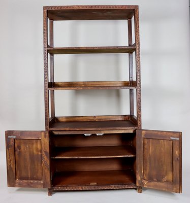 Hand Carved Oriental Wooden Cabinet Bookshelf Shelf, Nuristan, Afghanistan, 1980s-UZN-1729632