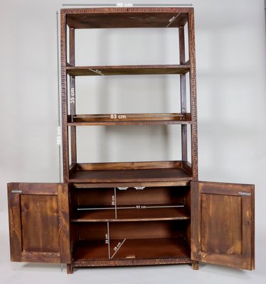 Hand Carved Oriental Wooden Cabinet Bookshelf Shelf, Nuristan, Afghanistan, 1980s-UZN-1729632