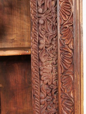 Hand Carved Oriental Wooden Cabinet Bookshelf Shelf, Pakistan, 1920s-UZN-1393947