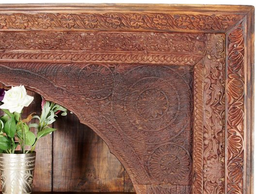 Hand Carved Oriental Wooden Cabinet Bookshelf Shelf, Pakistan, 1920s-UZN-1393947