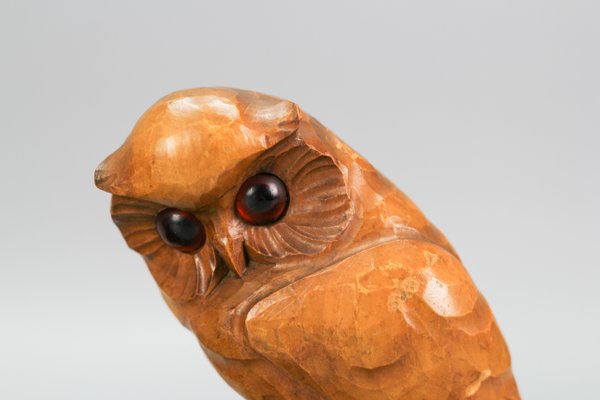 Hand Carved Owl Wooden Bookends, Germany, 1930s, Set of 2-KEG-1368827