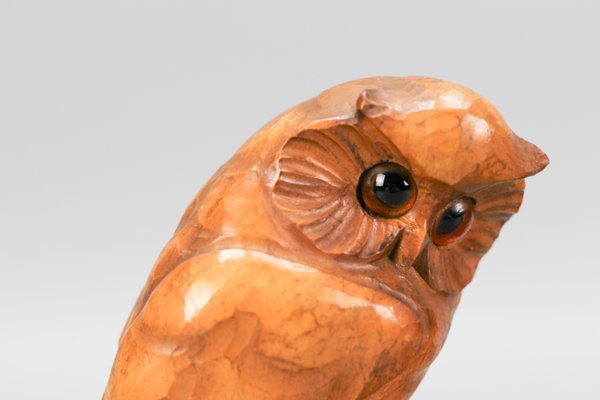 Hand Carved Owl Wooden Bookends, Germany, 1930s, Set of 2-KEG-1368827